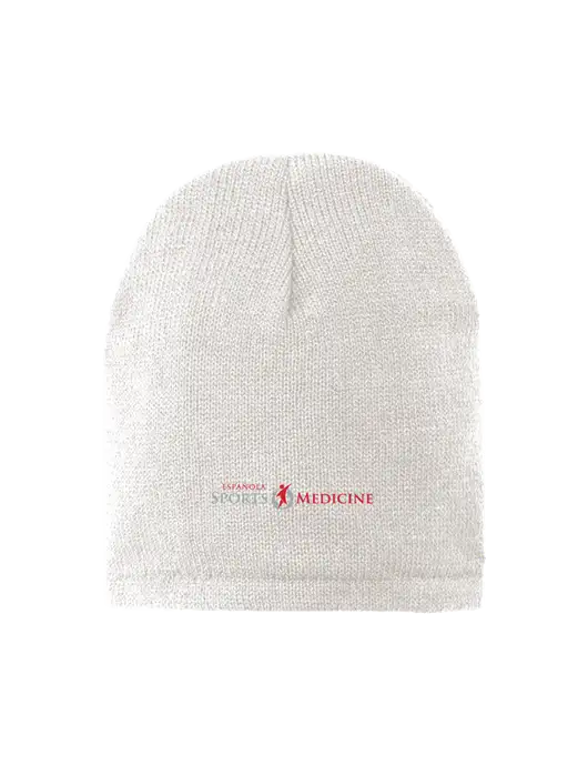 White Fleece-Lined Beanie Cap w/Espanola Logo