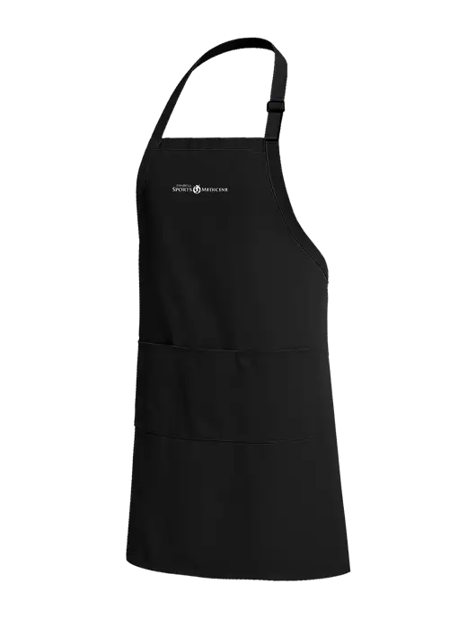 Easy Care Extra Long Bib Black Apron with Stain Release w/Espanola Logo