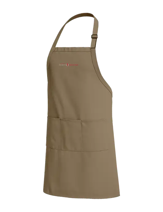 Easy Care Extra Long Bib Dark Tan Apron with Stain Release w/Espanola Logo