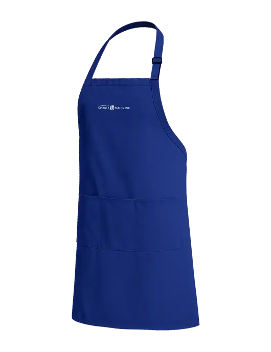 Easy Care Extra Long Bib Dark Royal Apron with Stain Release w/Espanola Logo
