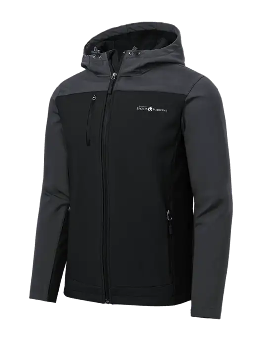 Hooded Core Dark Grey/Black Soft Shell Jacket w/Espanola Logo