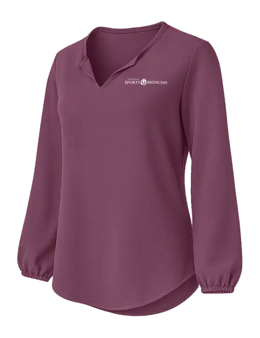 Womens Textured Purple Crepe Blouse w/Espanola Logo