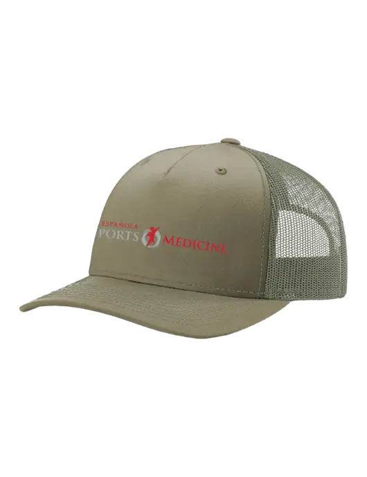 Richardson Five-Panel Trucker Olive Khaki/Light Olive Mesh Cap  w/Espanola Logo