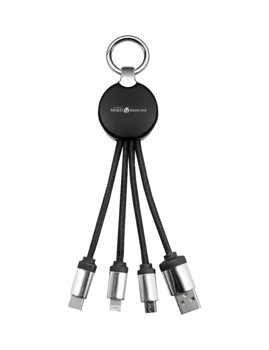 Black Light-Up Multi Charging Cable Keychain w/Espanola Logo