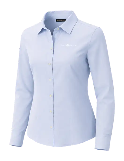 Brooks Brothers Womens Full-Button Light Blue Satin Blouse w/Espanola Logo