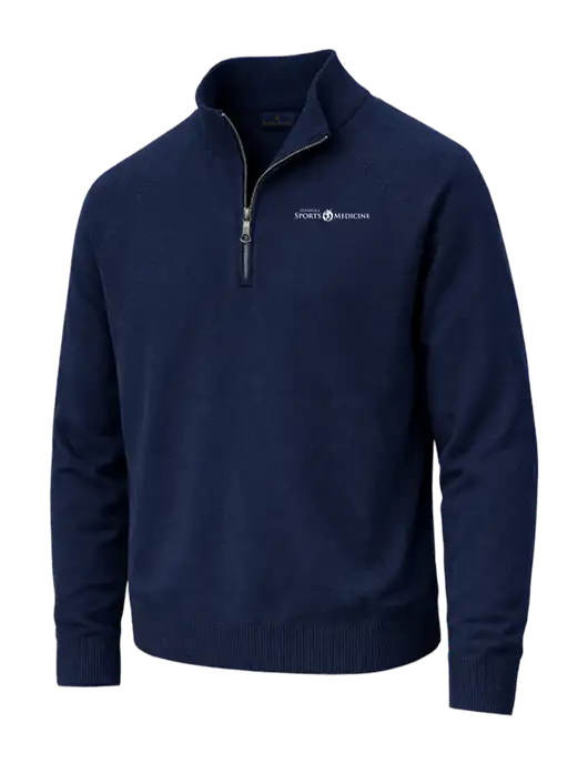Brooks Brothers Cotton Stretch 1/4-Zip Navy Sweater w/Espanola Logo