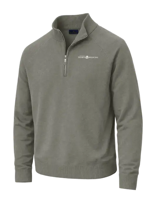 Brooks Brothers Cotton Stretch 1/4-Zip Light Grey Heather Sweater w/Espanola Logo
