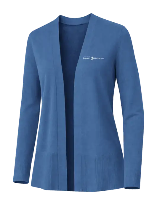 Brooks Brothers Womens Cotton Stretch Long Light Blue Cardigan Sweater w/Espanola Logo