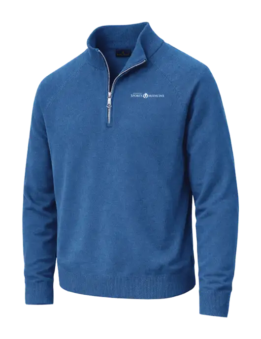 Brooks Brothers Cotton Stretch 1/4-Zip Light Blue Sweater w/Espanola Logo