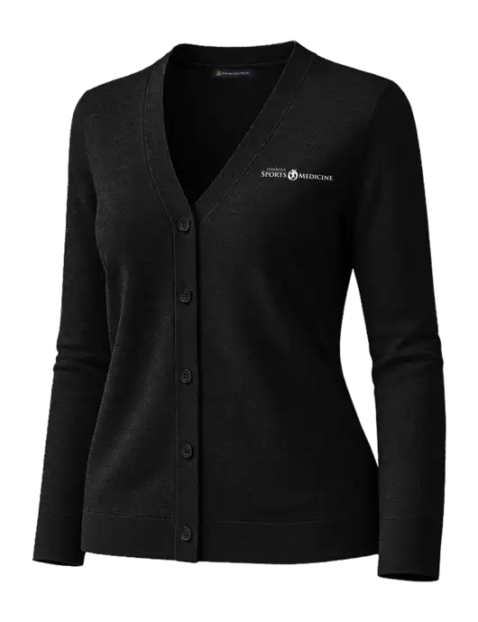 Brooks Brothers Womens Cotton Stretch Black Cardigan Sweater w/Espanola Logo