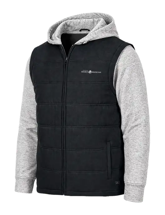 TravisMathew Tides Up Hooded Black/Light Gray Heather Jacket w/Espanola Logo