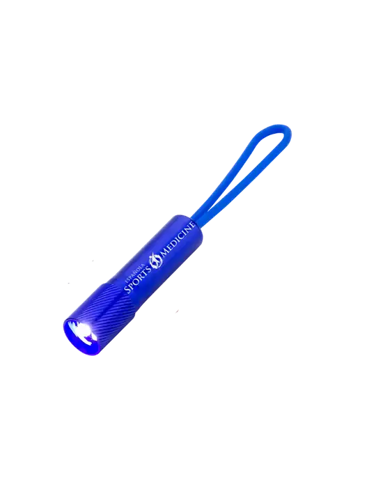 Mini Royal Blue LED Flashlight with Silicone Loop w/Espanola Logo
