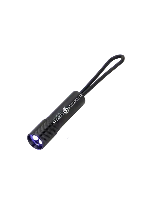 Mini Black LED Flashlight with Silicone Loop w/Espanola Logo