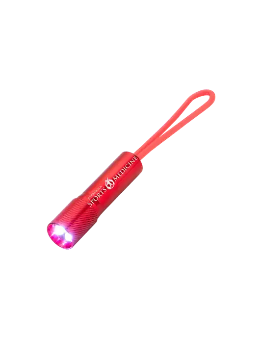 Mini Red LED Flashlight with Silicone Loop w/Espanola Logo