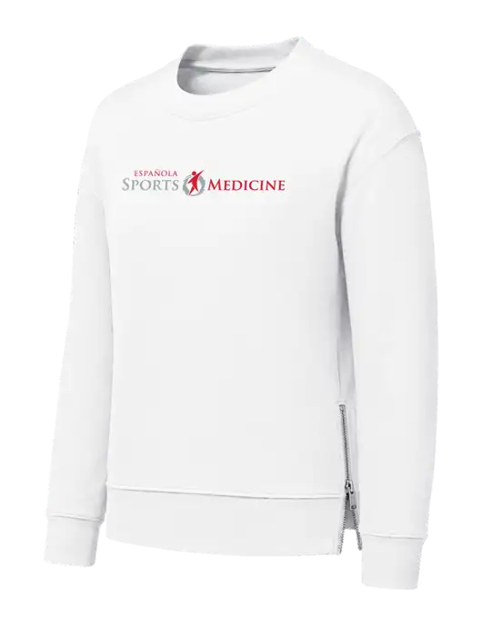 Womens White Dual Side Zippers Crewneck w/Espanola Logo
