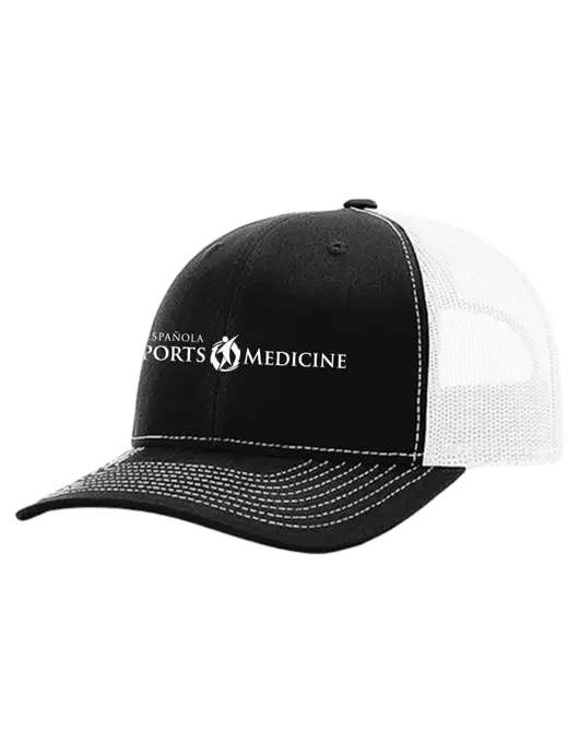 Richardson 112+ R-Flex Black Trucker Cap w/White Mesh w/Espanola Logo