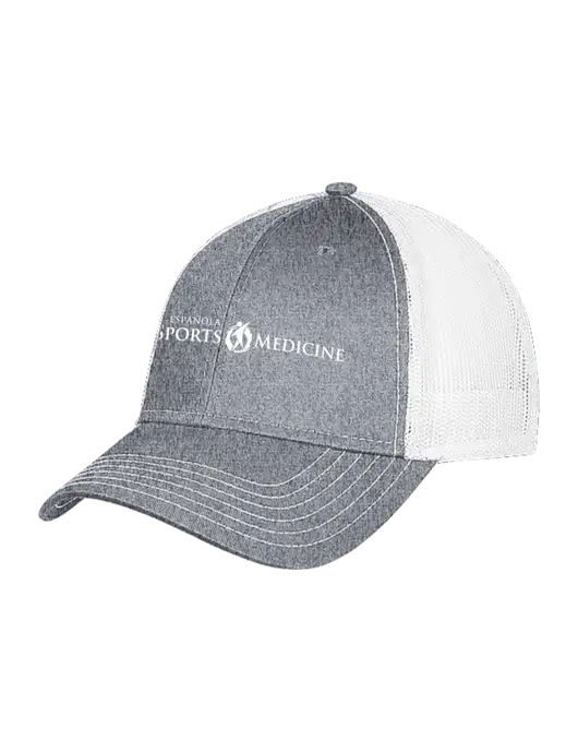 Medium Grey Heather/White Mesh Trucker Cap Snap Back w/Espanola Logo