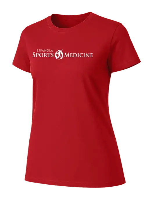 Womens Ring Spun Bright Red 4.5 oz T-Shirt w/Espanola Logo