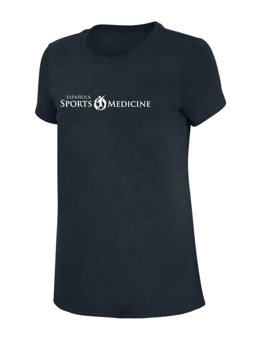 Womens Simply Soft Navy 4.5oz Poly/Combed Ring Spun Cotton T-Shirt w/Espanola Logo