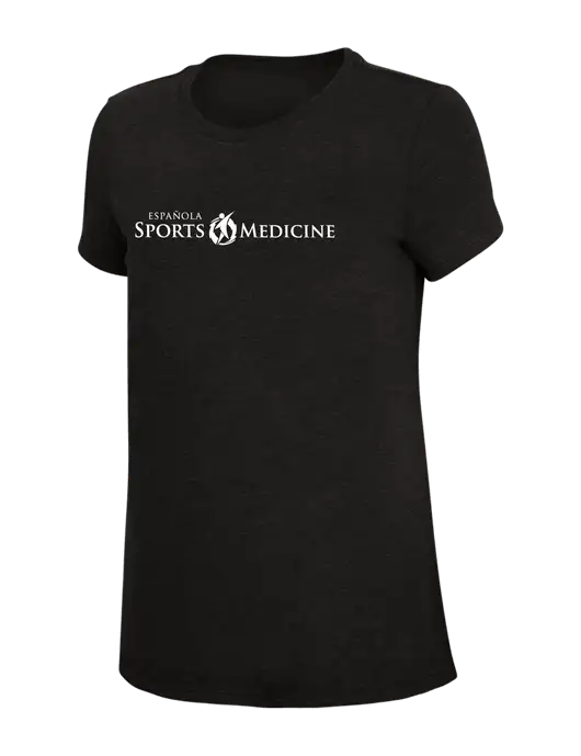 Womens Simply Soft Black 4.5oz Poly/Combed Ring Spun Cotton T-Shirt w/Espanola Logo