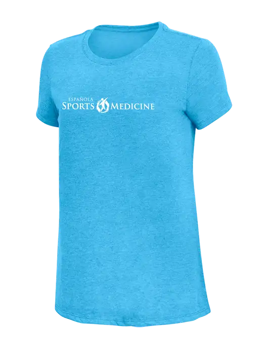 Womens Simply Soft Turquoise Frost 4.5oz  Poly/Combed Ring Spun Cotton T-Shirt w/Espanola Logo