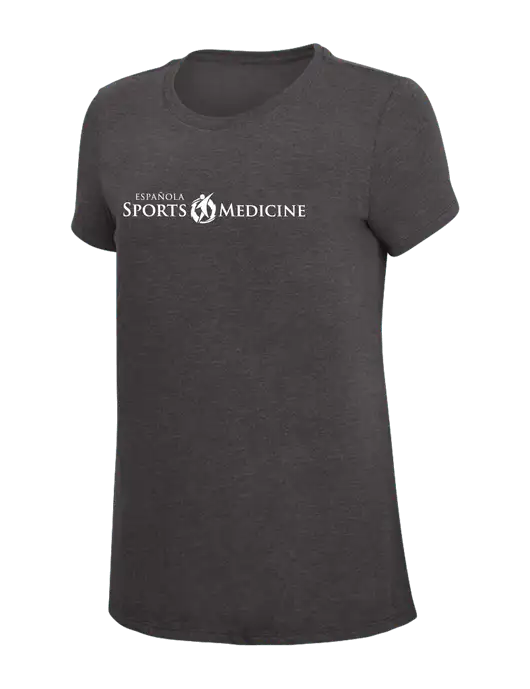 Womens Simply Soft Heather Charcoal 4.5oz  Poly/Combed Ring Spun Cotton T-Shirt w/Espanola Logo