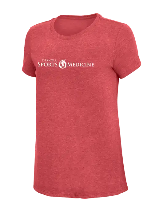 Womens Simply Soft Red Frost 4.5oz Poly/Combed Ring Spun Cotton T-Shirt w/Espanola Logo