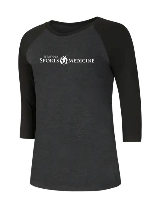 Womens Simply Soft 3/4 Sleeve Black/Black Frost Ring Spun Cotton T-Shirt w/Espanola Logo