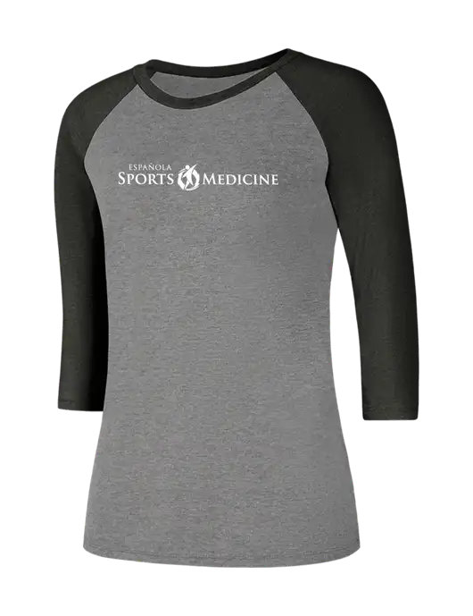 Womens Simply Soft 3/4 Sleeve Black Frost/Grey Frost Ring Spun Cotton T-Shirt w/Espanola Logo