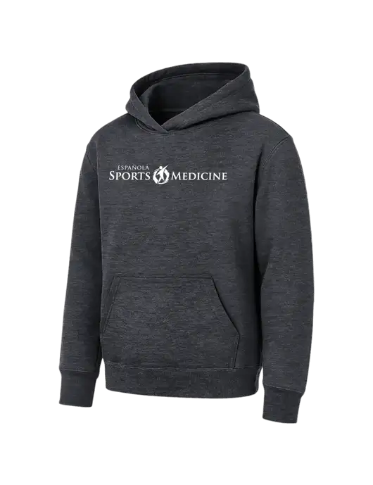 Youth Dark Heather Grey 7.8 oz Pullover Hooded Sweatshirt w/Espanola Logo