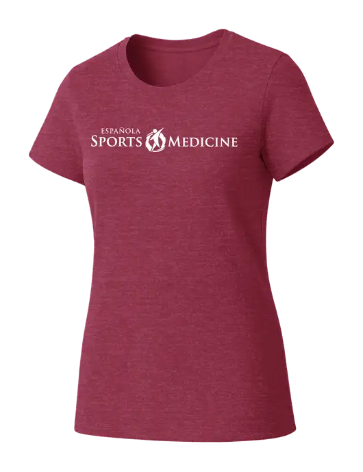 Womens Seriously Soft Heathered Cardinal T-Shirt w/Espanola Logo