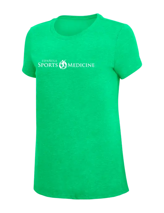 Womens Simply Soft Green Frost 4.5oz Poly/Combed Ring Spun Cotton T-Shirt w/Espanola Logo