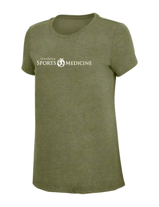 Womens Simply Soft Military Green Frost 4.5oz Poly/Combed Ring Spun Cotton T-Shirt
 w/Espanola Logo