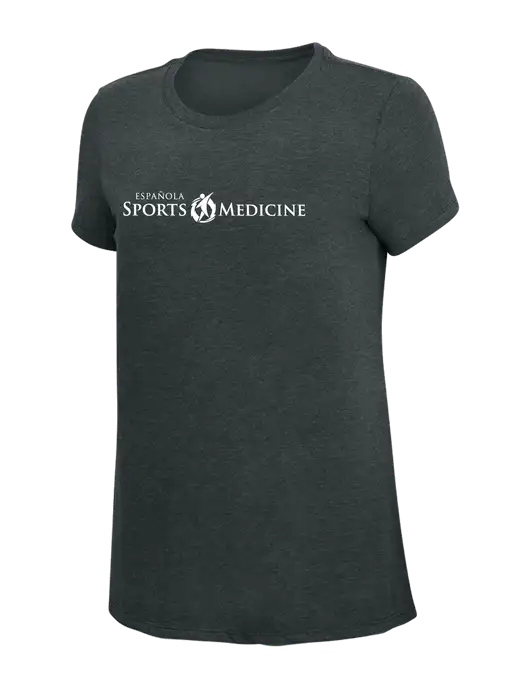 Womens Simply Soft Black Frost 4.5oz Poly/Combed Ring Spun Cotton T-Shirt w/Espanola Logo