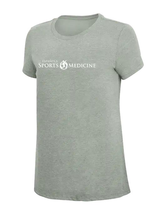 Womens Simply Soft Heathered Light Grey 4.5oz Poly/Combed Ring Spun Cotton T-Shirt w/Espanola Logo