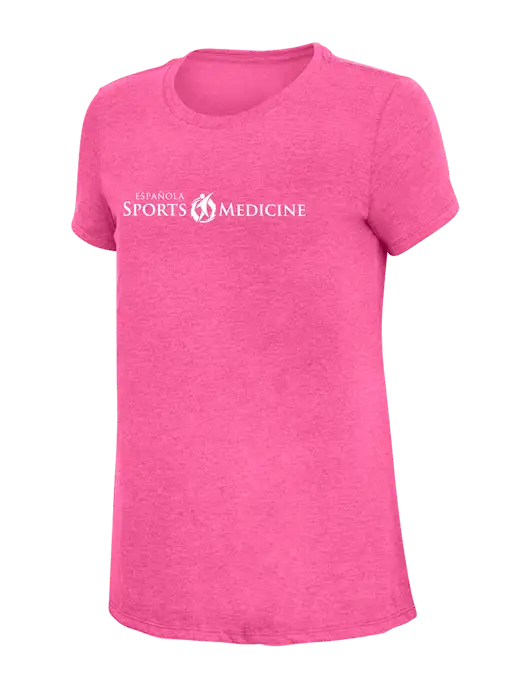 Womens Simply Soft Fuchsia Frost 4.5oz Poly/Combed Ring Spun Cotton T-Shirt w/Espanola Logo