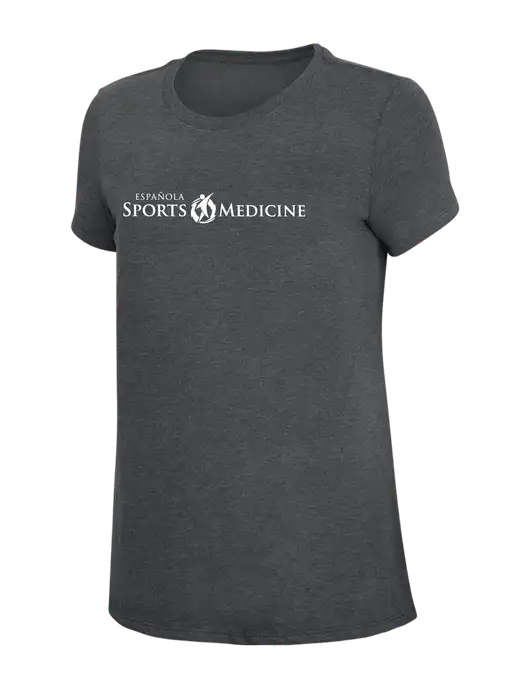 Womens Simply Soft Charcoal 4.5oz Poly/Combed Ring Spun Cotton T-Shirt w/Espanola Logo