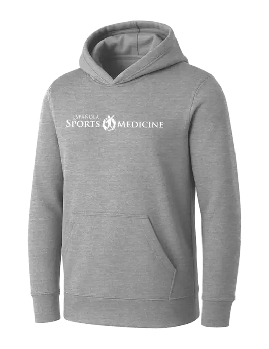 Womens Light Grey Heather Core Fleece Pullover Hooded Sweatshirt w/Espanola Logo