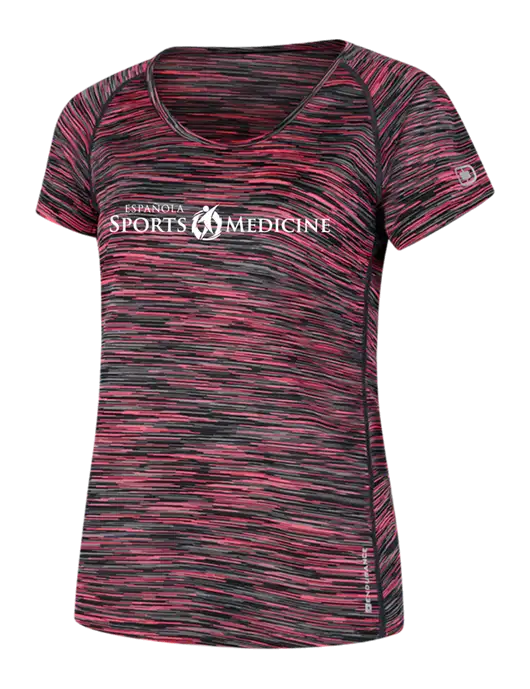 OGIO Womens Black/Fucia Space Dye Verge Scoop Neck w/Espanola Logo