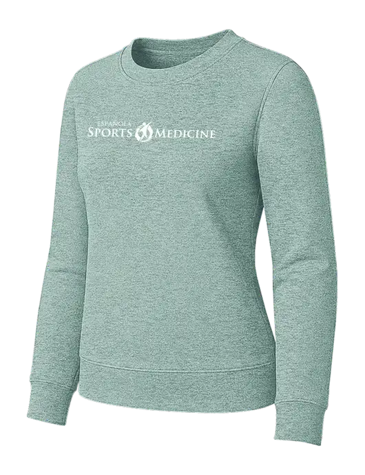 Womens Sage Green Heather Loft Crewneck Sweatshirt w/Espanola Logo