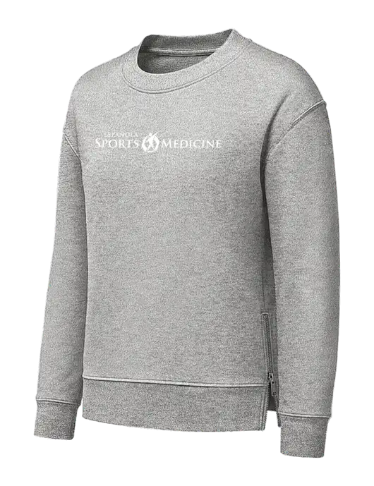 Womens Medium Grey Heather Dual Side Zippers Crewneck w/Espanola Logo