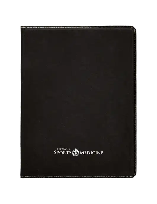 Black/Silver Leatherette 9 ½ x 12 Padfolio w/Espanola Logo