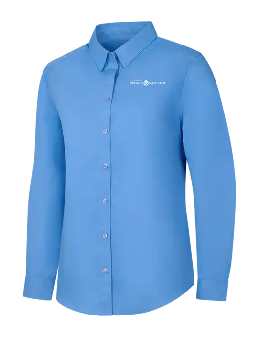 Womens Carolina Blue Long Sleeve Carefree Poplin Shirt w/Espanola Logo