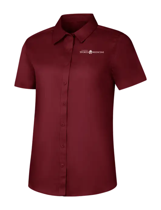 Womens Maroon Short Sleeve Superpro React Twill Shirt w/Espanola Logo