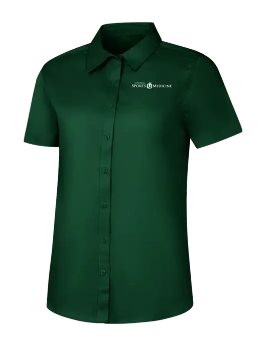 Womens Dark Green Short Sleeve Superpro React Twill Shirt w/Espanola Logo