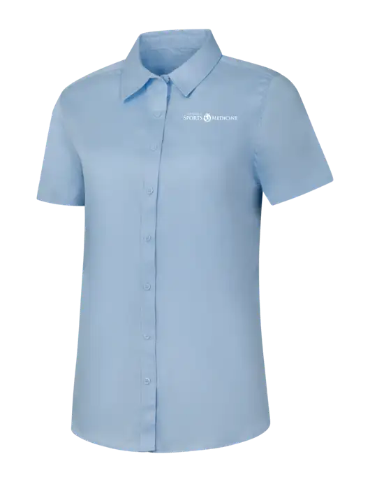 Womens Light Blue Short Sleeve Superpro React Twill Shirt w/Espanola Logo
