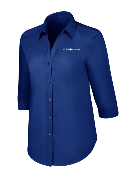 Womens Royal 3/4 Sleeve Carefree Poplin Shirt w/Espanola Logo