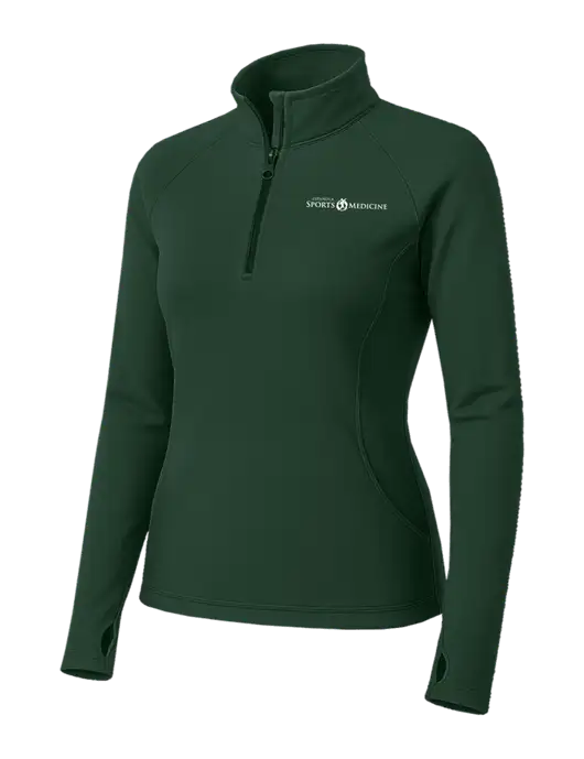 Dark Green Womens Sport Wick Stretch 1/4 Zip Pullover w/Espanola Logo