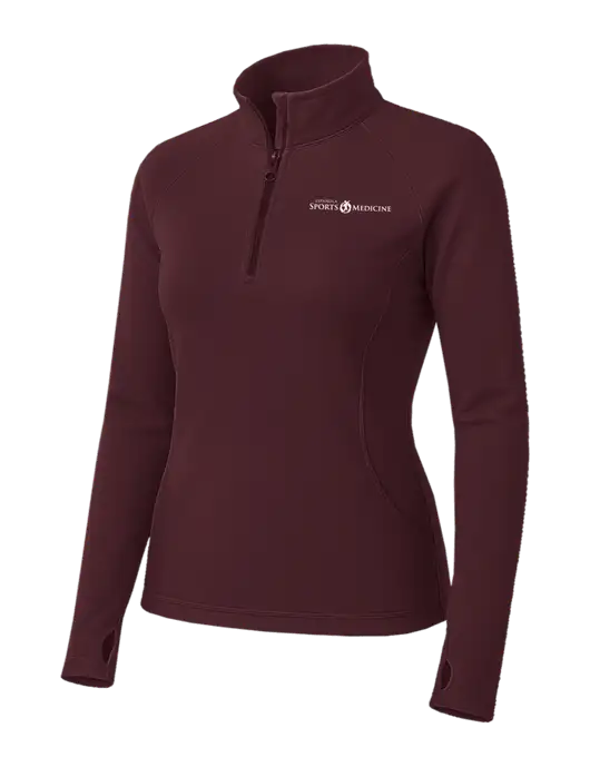 Maroon Womens Sport Wick Stretch 1/4 Zip Pullover w/Espanola Logo