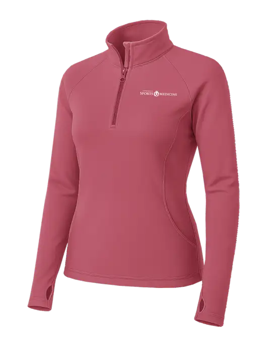 Dark Pink Womens Sport Wick Stretch 1/4 Zip Pullover w/Espanola Logo